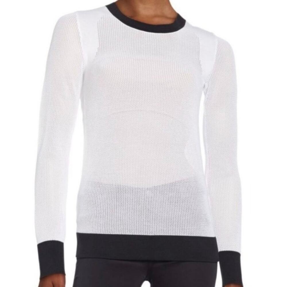 RAG & BONE JEAN Shea Black White  Fish Net Sweater M EUC